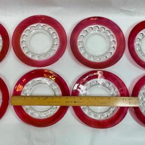 Photo of Lot of 8 plates - Tiffin King's Crown Ruby Cranberry Salad Dessert plates