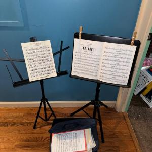Photo of Music Stands w/ Music Books Lot