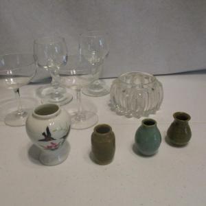 Photo of Vintage Crystal & Miniature Pottery Vases Diana Cornin
