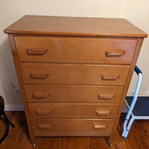 Photo of Wooden 5 Drawer Dresser With Wheels