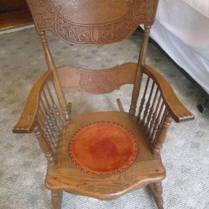 Photo of Wooden Rocker With Leather Seat Insert