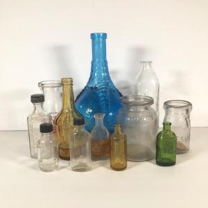 Photo of LOT 59L: Vintage Ball and Claw Bitters Wheaton Bottle & Other Vintage Glass Bott