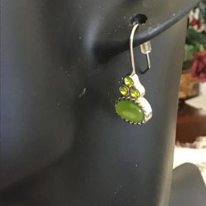 Photo of Lime green stone and Rhinestone fashion earrings