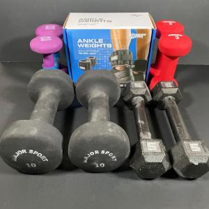 Photo of LOT 408: Collection Of Dumbbells/Ankle Weights w/ Box