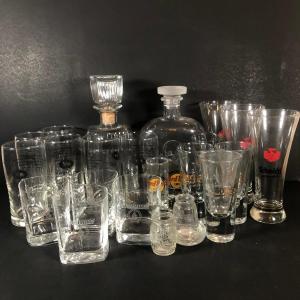 Photo of LOT 52L: Skull and Crossbones Decanter, Branded Alcohol Glasses & More
