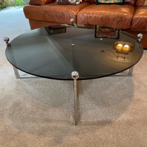 Photo of LOT 108L: Glass & Chrome Circular 42 inch Coffee Table