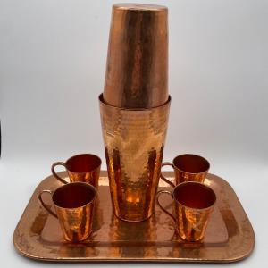 Photo of LOT 107L: Hammered Copper Cocktail Set