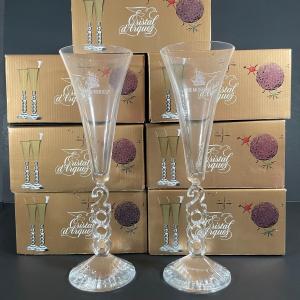 Photo of LOT 109L: Vintage Cristal d'Arques Millennium Champagne Flute Glasses (13 glasse