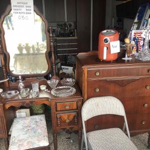 Photo of Large Sale of Collectible glassware and Lenox pieces and Antique Furniture