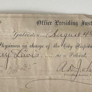 Photo of A.D. Johnson signed hospital permit 