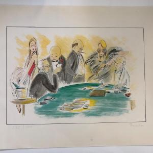 Photo of Piroska Kevesi Hand Signed Lithograph - Baccarat Millionaires - Monte Carlo Casi