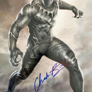 Photo of Black Panther Chadwick Boseman signed movie photo