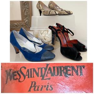 Photo of 3 Pairs Vintage Heels - YSL, Leather, Snake Skin