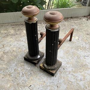 Photo of 853 Vintage Column Brass Andirons