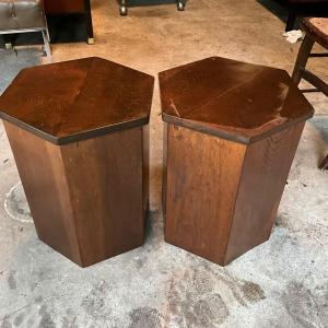 Photo of 851 Pair of Vintage Pine Hexagon Stands