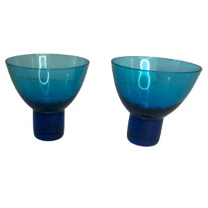 Photo of Vintage Pair of Mid-Century Blue Small Cocktail Glasses