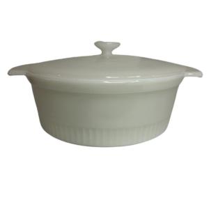 Photo of Vintage Anchor Hocking Fire King #1438 Milk Glass 2 Qt Handled Casserole Dish wi