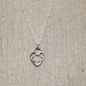Photo of Small Graphic Designed Heart Shaped PENDANT (¾" x ½") on a Silver Tone Adjusta