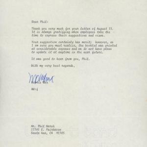 Photo of Morris Wax signed letter
