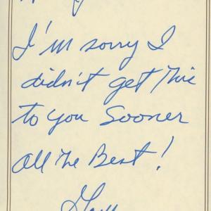 Photo of Gary Guittard signed note