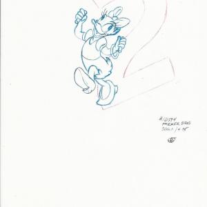 Photo of Disney Daisy Duck original hand drawn art for Parker Bros. Hasbro Crazy 8's card