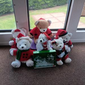 Photo of SEVERAL PLUSH BEARS (1 IS MUSICAL) AND A PLASTIC SLEIGH