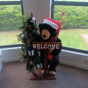 Photo of 36" FREE STANDING BEAR WITH WELCOME SIGN AND TREE WITH LANTERNS