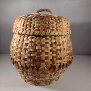 Photo of Hand Woven Maple and White Oak Cherokee Basket by Mary Jane Lossiah
