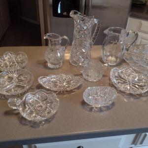 Photo of Collection of Assorted Glass and Crystal Serve Ware