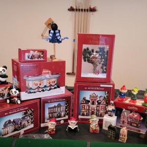 Photo of CHRISTMAS VILLAGE BUILDINGS AND 0THER DECORATIONS
