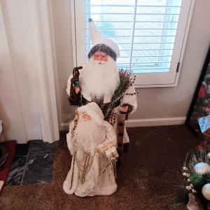 Photo of QUALITY 34 INCH FREE STANDING SANTA CLAUS AND HIS SHORTER COUNTERPART