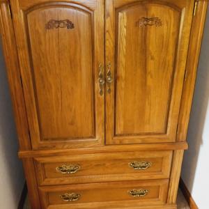 Photo of SOLID WOOD BEDROOM ARMOIRE AND MATCHING NIGHT STAND