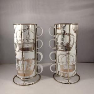 Photo of Two Sets of Pier 1 Imports Stacking Coffee Cups with Metal Holders