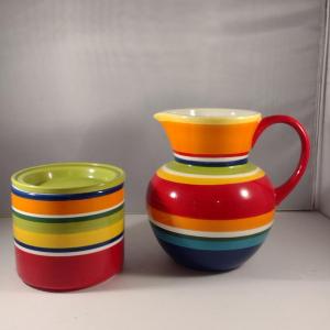 Photo of Pier 1 Imports Ceramic 'Summer Stripes' Pitcher and Container with Lid