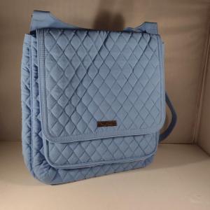 Photo of Vera Bradley Quilted Sky Blue Shoulder Bag with ID Case and Cosmetic Bag