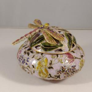 Photo of Dragonfly Design Cloisonne Jar with Reticulated Lid