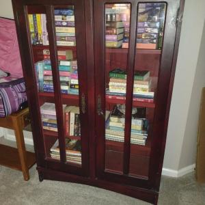 Photo of Wooden Bookshelf Cabinet with Doors