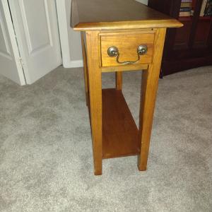 Photo of Solid Wood Thin Side Table with Drawer