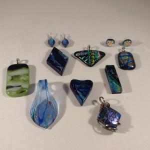 Photo of Assortment of Colorful, Glass Jewelry Pendants and Earrings
