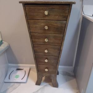 Photo of Solid Wood Jewelry/Storage Tower with Tapered Design- Six Drawers