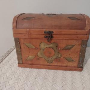 Photo of Wood and Metal Storage/Trinket Box- Approx 12 3/4" Long, 8" Deep, 10" Tall