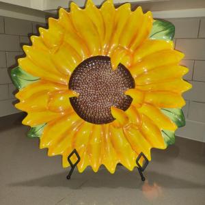 Photo of Pier 1 Imports Large, Hand Painted Sunflower Design Ceramic Platter- Approx 15 1