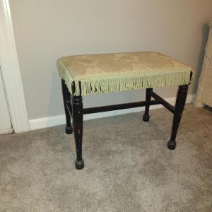Photo of Wood Frame Bench with Upholstered Top- Approx 20 3/4" x 12" x 17 1/2" Tall