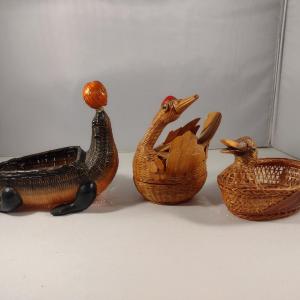 Photo of Small, Hand Made Animal Design Baskets- Seal, Duck, and Goose