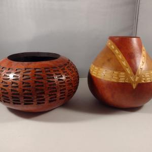 Photo of Pair of Artistically Carved Gourds by Debbie Skelly (Waynesville, NC)