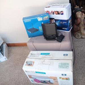 Photo of REFURBISHED HP PSC 1210 PRINTER, LINKSYS WIRELESS ROUTER AND A VIDEOPHONE