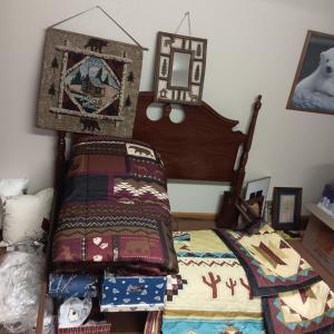 Photo of 2 QUEEN COMFORTERS HANGING TAPESTRY AND WALL MIRROR