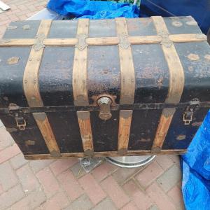 Photo of Antique wooden and metal chest