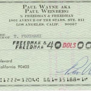 Photo of Paul Wayne signed check