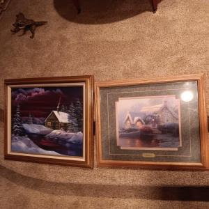 Photo of THOMAS KINKADE "LOCKHAVEN COTTAGE" AND AN OIL ON CANVAS